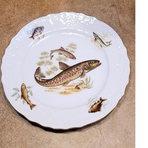 Bernadotte Porcelain Plate Fish Trout Salmon Trout Fishing Nature Czech Republic